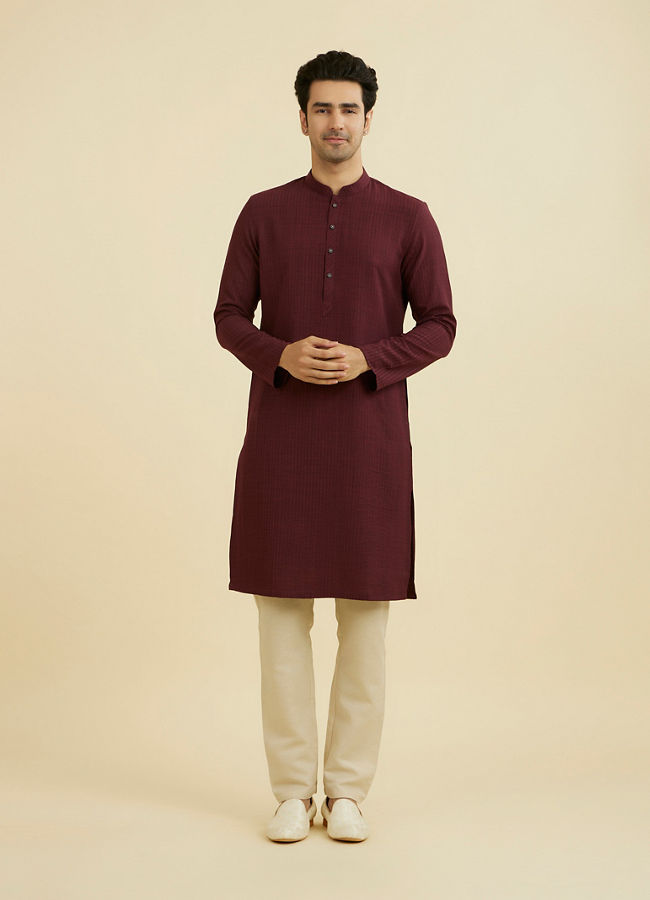 Manyavar Men Regal Wine Kurta