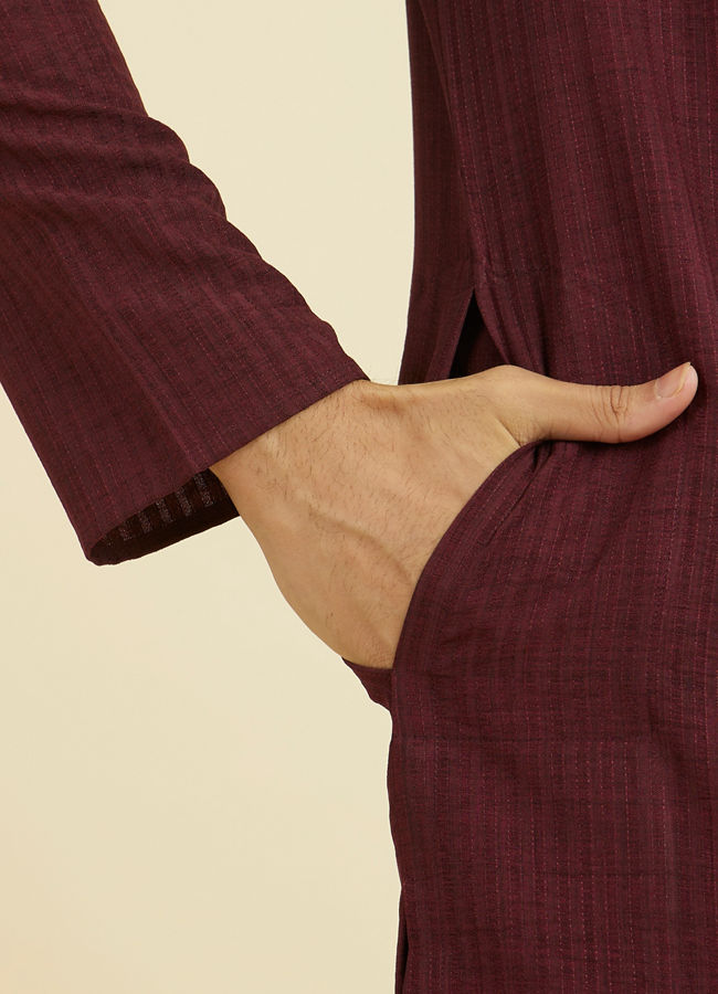 Manyavar Men Regal Wine Kurta