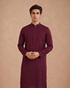 Manyavar Men Wine Silk Self Textured Kurta