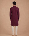 Manyavar Men Wine Silk Self Textured Kurta