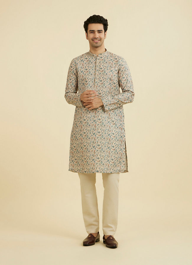 Manyavar Men Beige Elegance Kurta