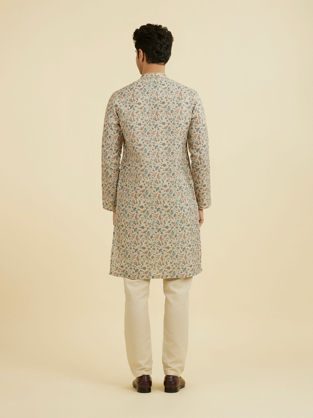 Manyavar Men Beige Elegance Kurta
