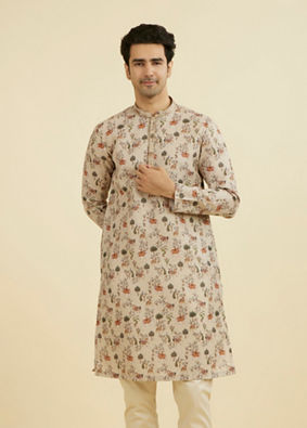 Manyavar Men Regal Beige Festive Kurta