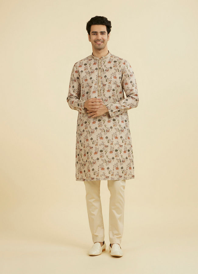 Manyavar Men Regal Beige Festive Kurta
