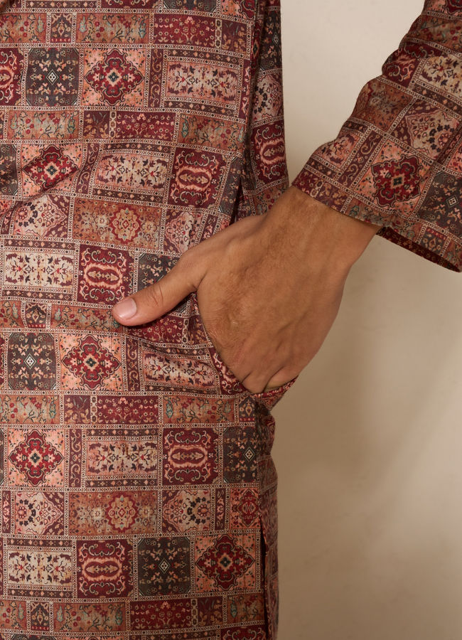 Manyavar Men Rust Radiance Kurta