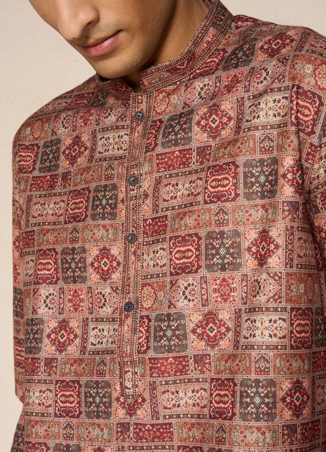 Manyavar Men Rust Radiance Kurta