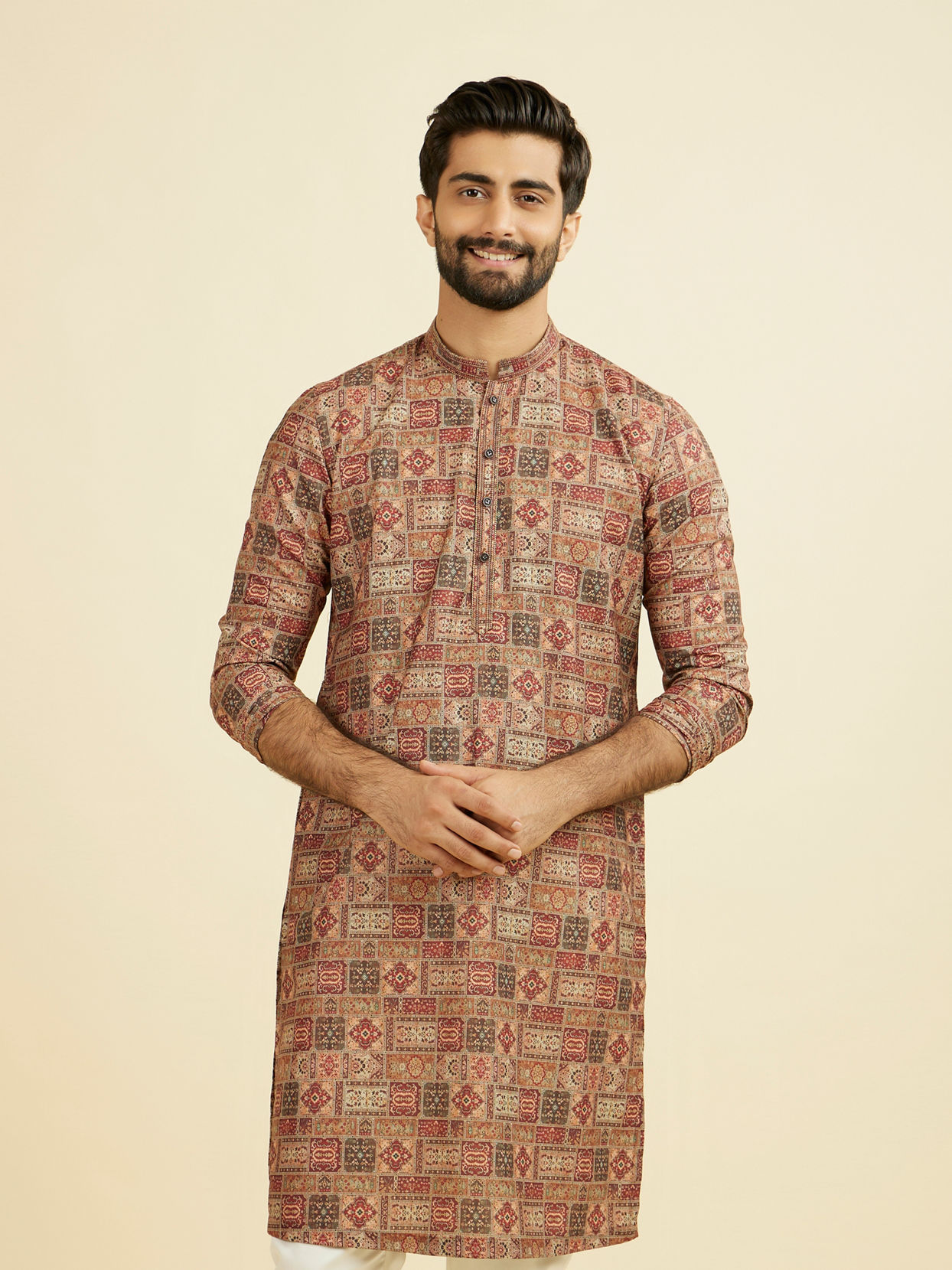 Manyavar Men Rust Radiance Kurta