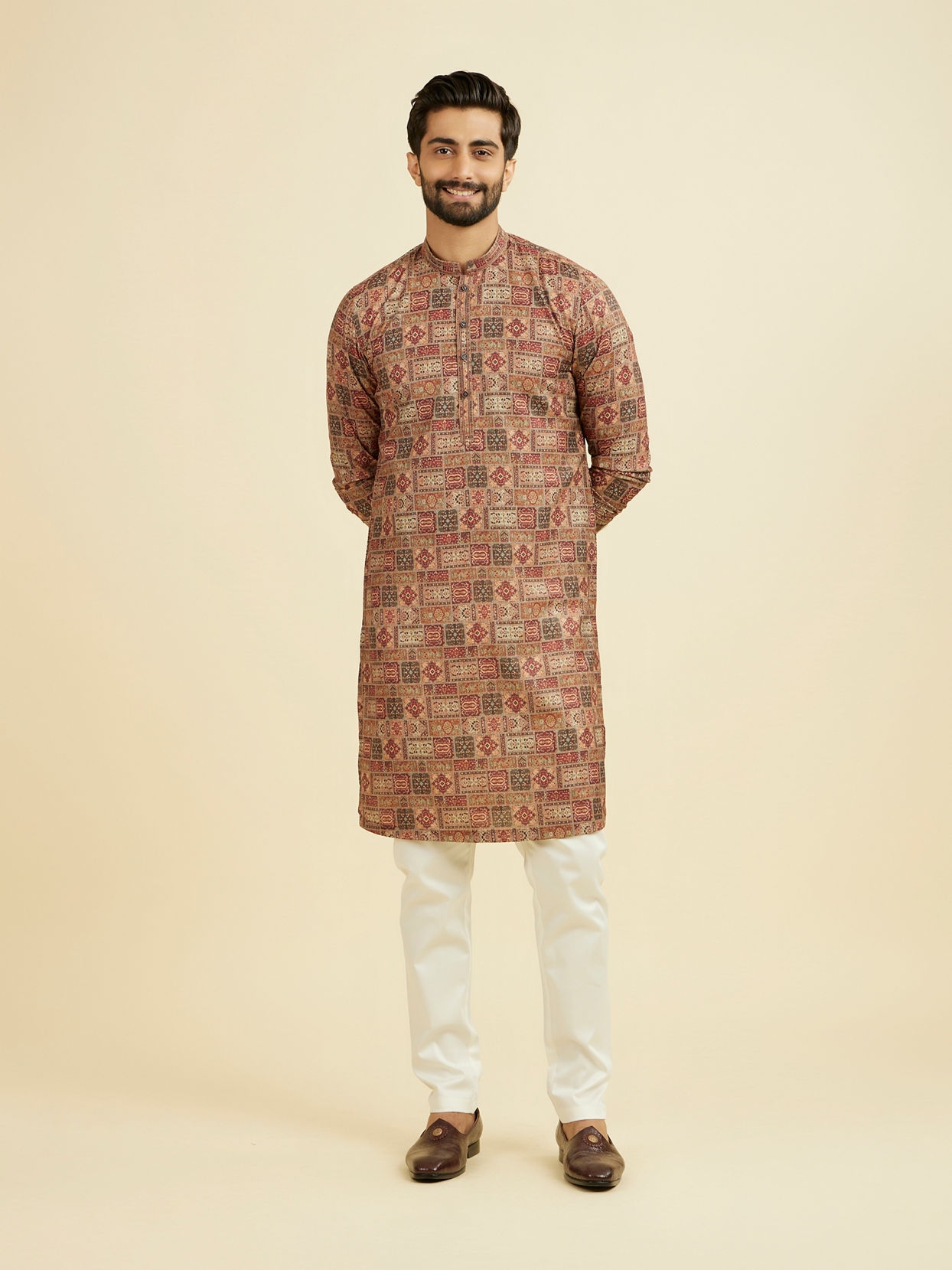 Manyavar Men Rust Radiance Kurta