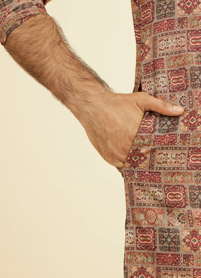 Manyavar Men Rust Radiance Kurta