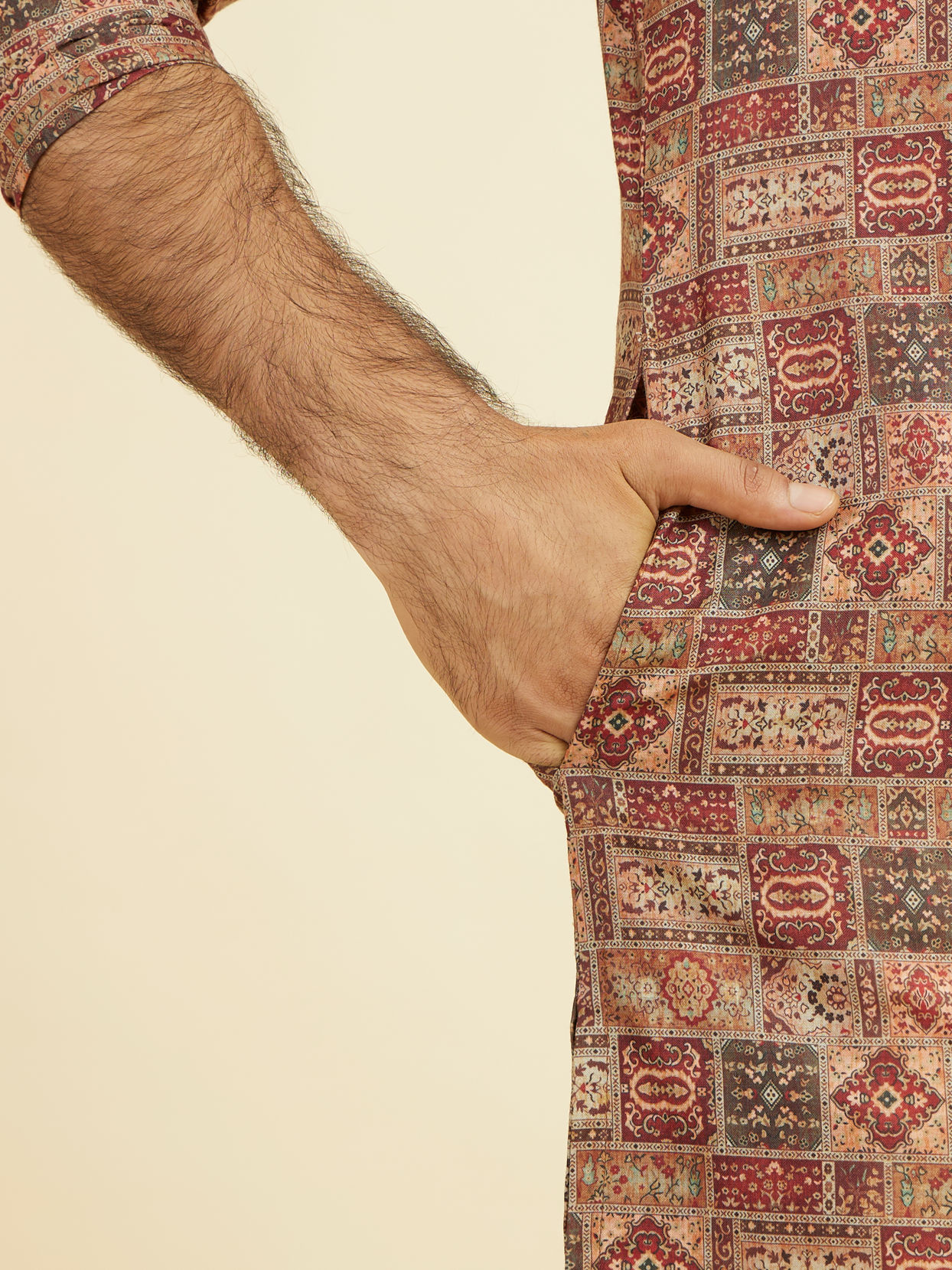 Manyavar Men Rust Radiance Kurta