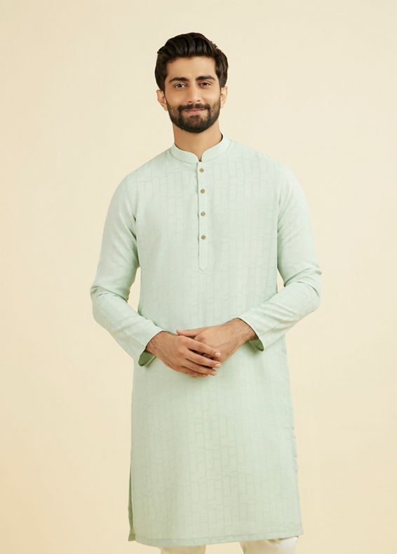 Manyavar Men Light Mid Green Kurta