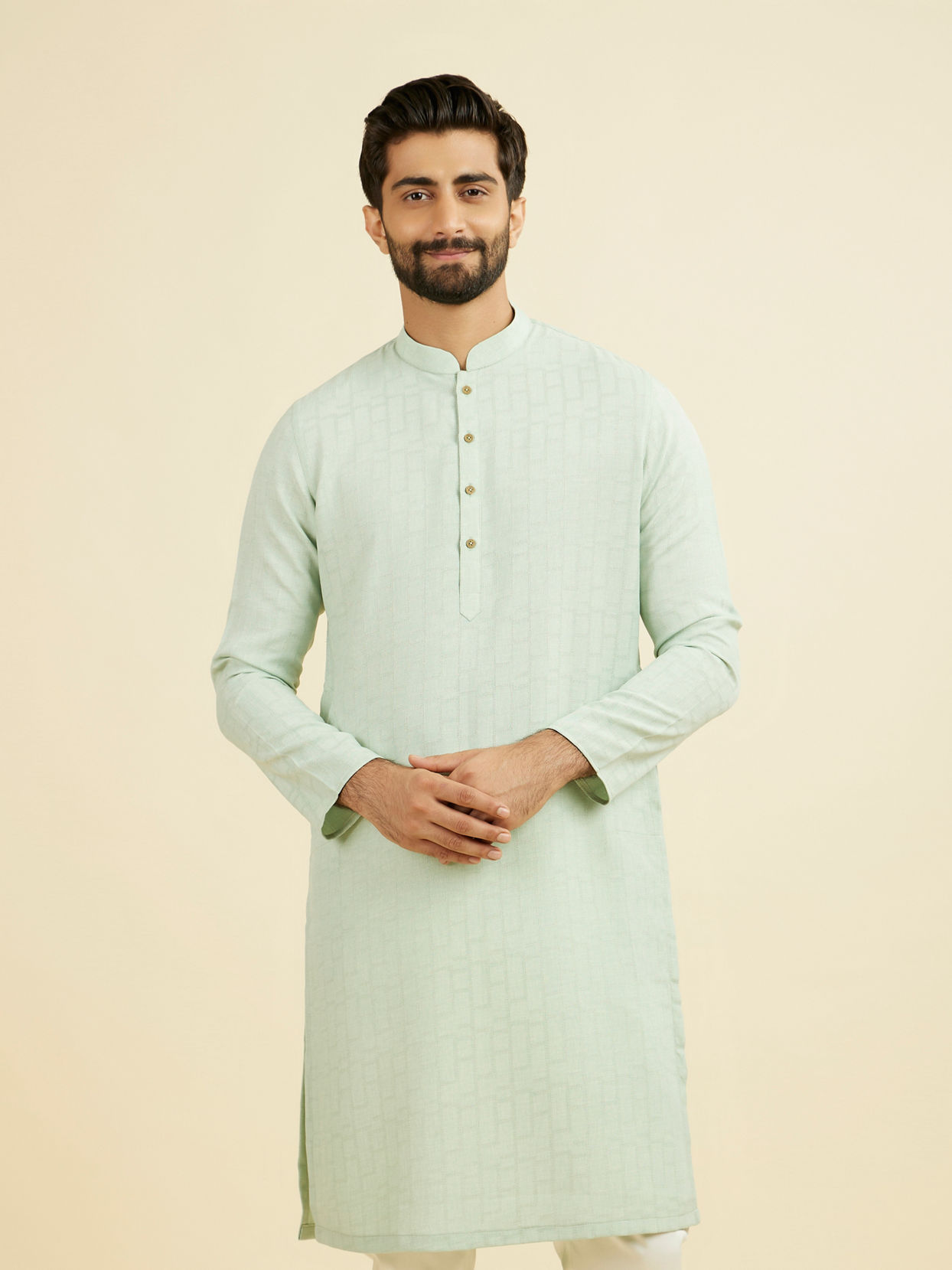 Manyavar Men Light Mid Green Kurta