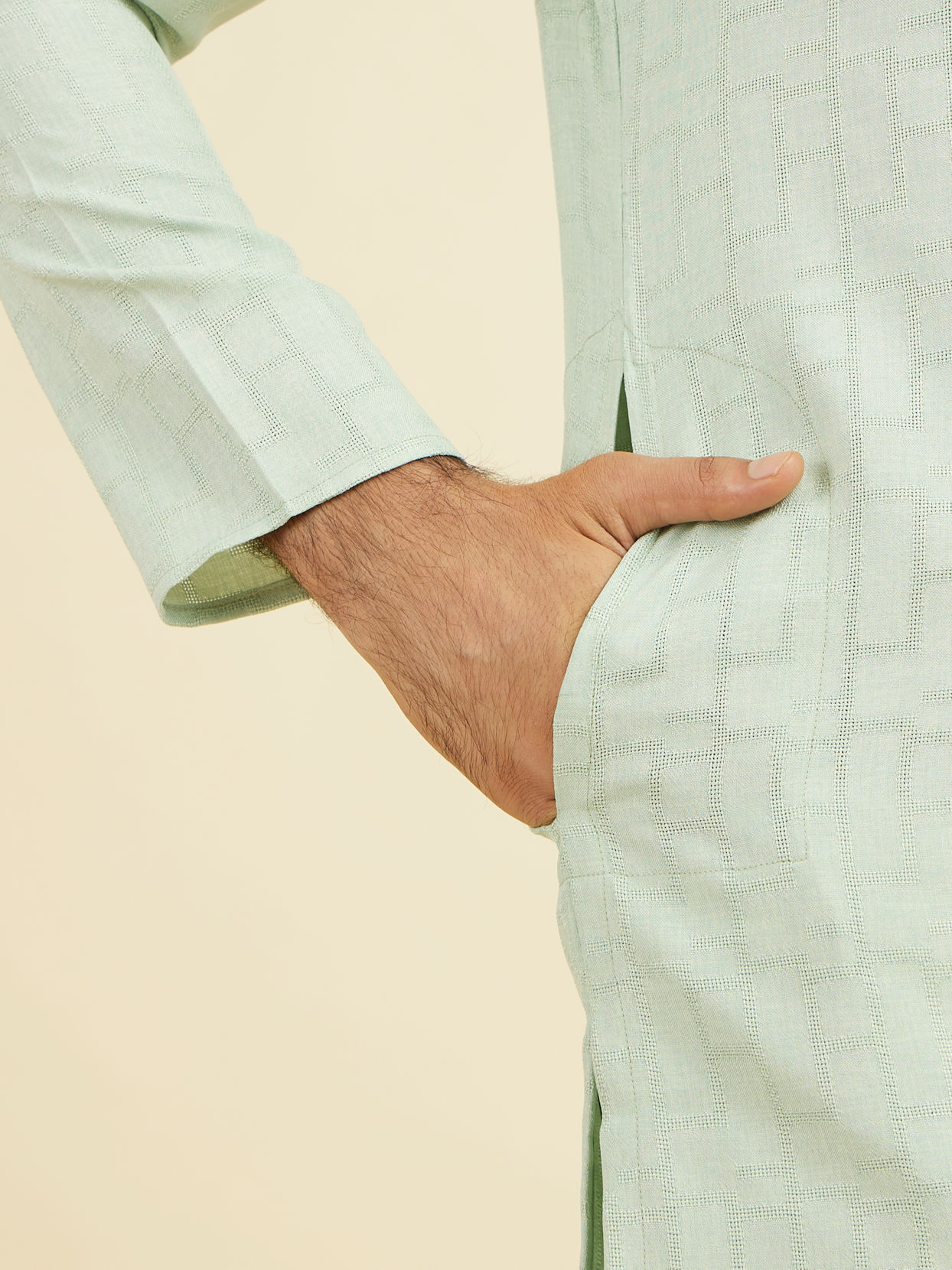 Manyavar Men Light Mid Green Kurta