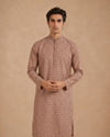 Manyavar Men Fawn Blended Cotton Printed Kurta