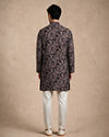 Manyavar Men Dark Blue Blended Viscose Kurta with Paisley Print