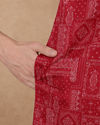 Manyavar Men Pink Blended Cotton Kurta with Print