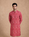 Manyavar Men Pink Blended Cotton Kurta with Print