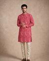 Manyavar Men Pink Blended Cotton Kurta with Print