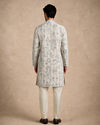 Manyavar Men Warm White Blended Cotton Kurta with Print