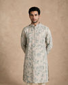 Manyavar Men Warm White Blended Cotton Kurta with Print