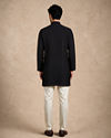 Manyavar Men Black Blended Viscose Kurta with Self-Texture