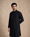 Manyavar Men Black Blended Viscose Kurta with Self-Texture