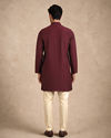 Manyavar Men Wine Blended Viscose Kurta with Self-Texture