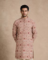 Manyavar Men Beige Blended Cotton Kurta with Print