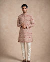 Manyavar Men Beige Blended Cotton Kurta with Print