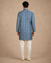Manyavar Men Teal Blue Blended Cotton Kurta with Print