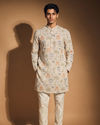 Manyavar Men Cream Blended Cotton Kurta
