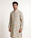 Manyavar Men Cream Blended Cotton Kurta