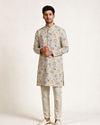 Manyavar Men Cream Blended Cotton Kurta