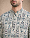 Manyavar Men Cream Blended Cotton Kurta with Print