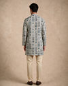 Manyavar Men Cream Blended Cotton Kurta with Print