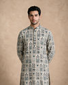 Manyavar Men Cream Blended Cotton Kurta with Print