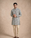 Manyavar Men Cream Blended Cotton Kurta with Print