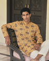 Manyavar Men Yellow Blended Cotton Kurta