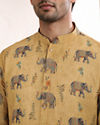Manyavar Men Yellow Blended Cotton Kurta