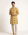 Manyavar Men Yellow Blended Cotton Kurta