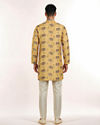 Manyavar Men Yellow Blended Cotton Kurta