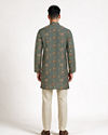 Manyavar Men Olive Green Blended Cotton Kurta