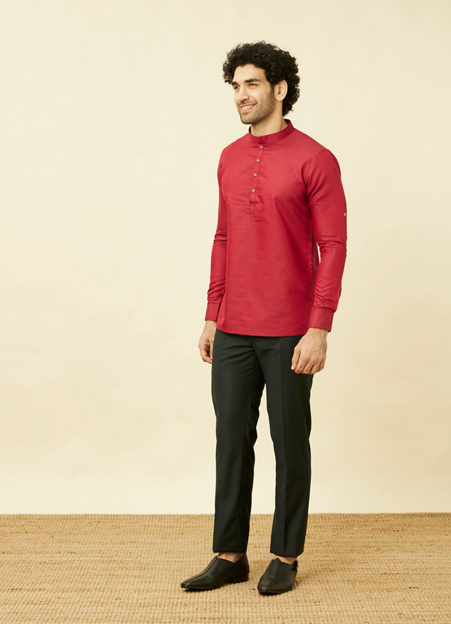 Manyavar Men Red Chilli Pepper Short Kurta