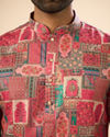 Manyavar Men Radiant Coral Mid Length Kurta