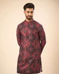 Manyavar Men Radiant Maroon Mid Length Kurta