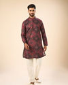 Manyavar Men Radiant Maroon Mid Length Kurta