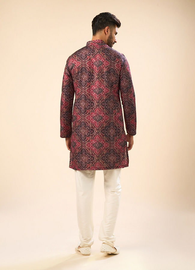 Manyavar Men Radiant Maroon Mid Length Kurta