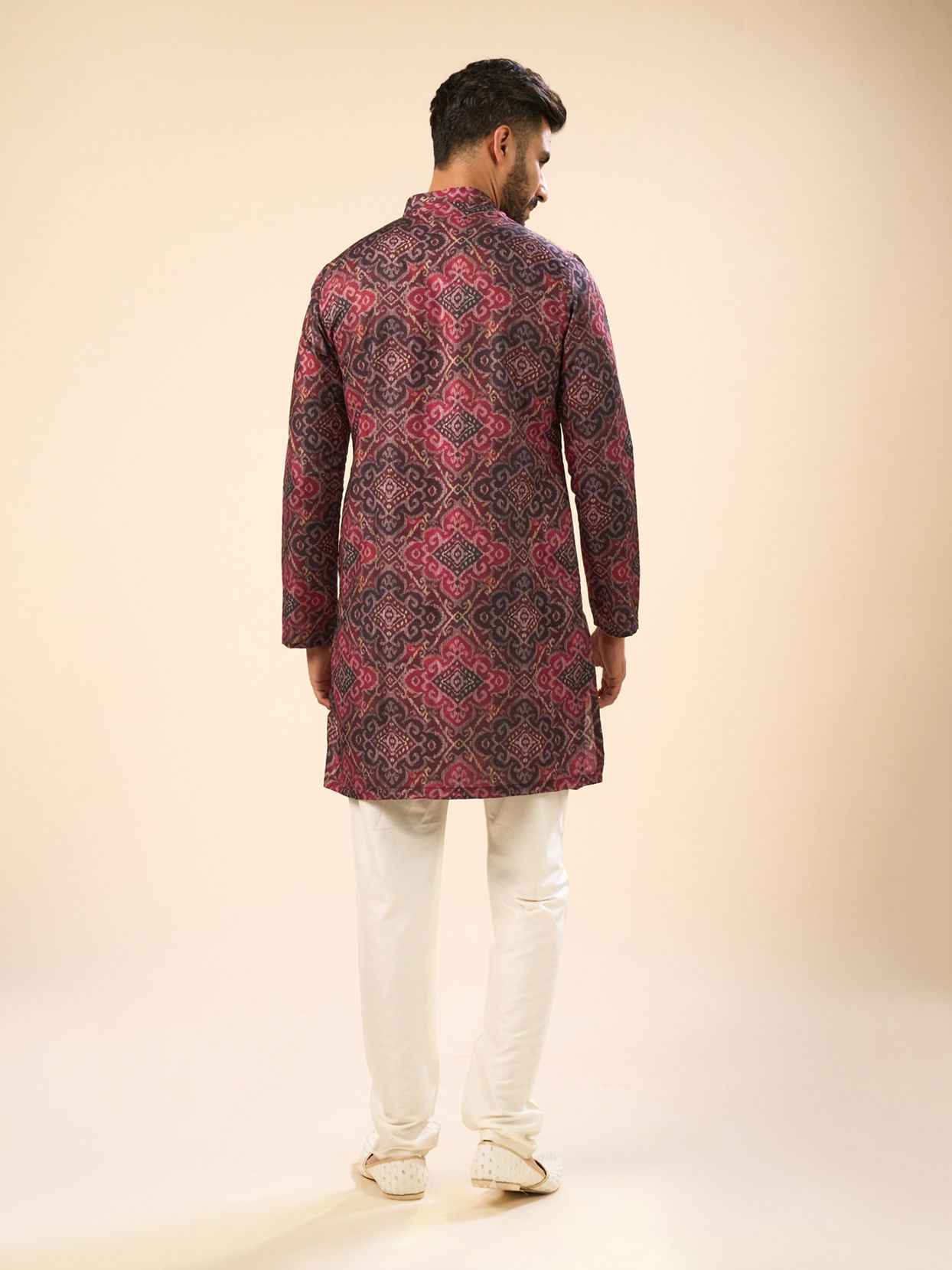 Manyavar Men Radiant Maroon Mid Length Kurta