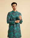 Manyavar Men Turquoise Blue Charm Kurta