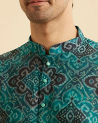 Manyavar Men Turquoise Blue Charm Kurta